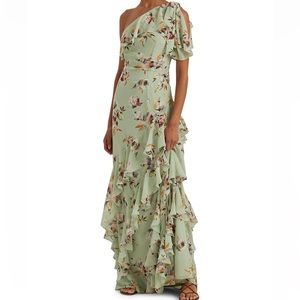 Lauren Ralph Lauren one-shoulder floral print gown